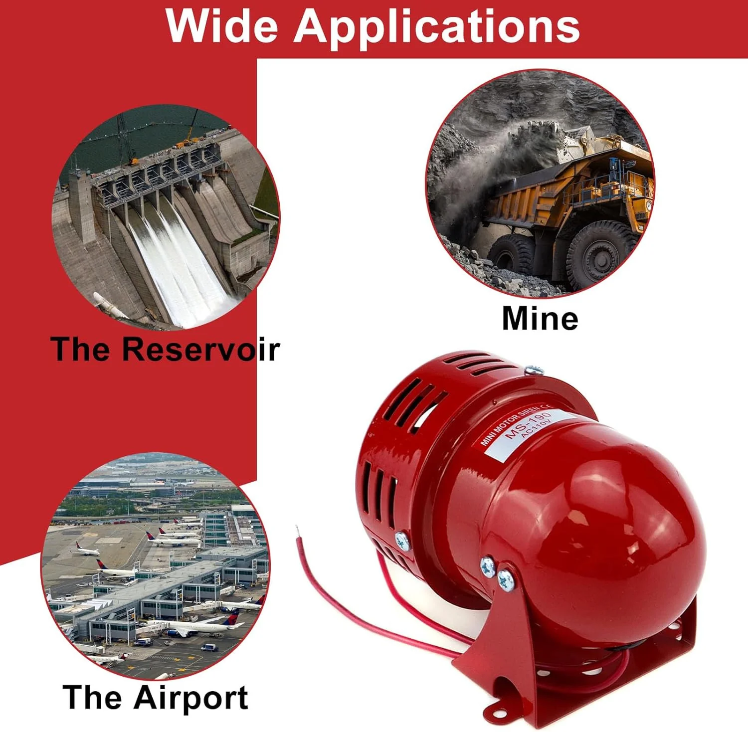 Red Electric Motor Siren 110V 114Db Industrial Alarm System - Image 7
