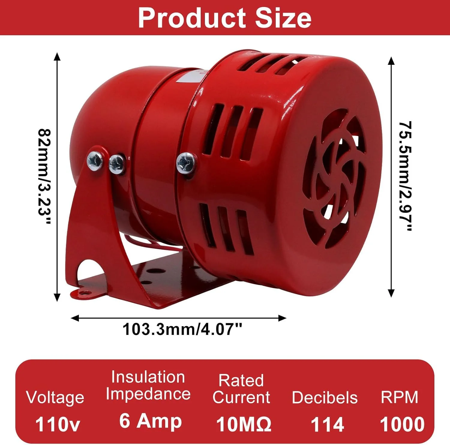 Electric Industrial Motor-Driven Red Alarm Siren 110V AC 114dB 1 Piece - Image 2