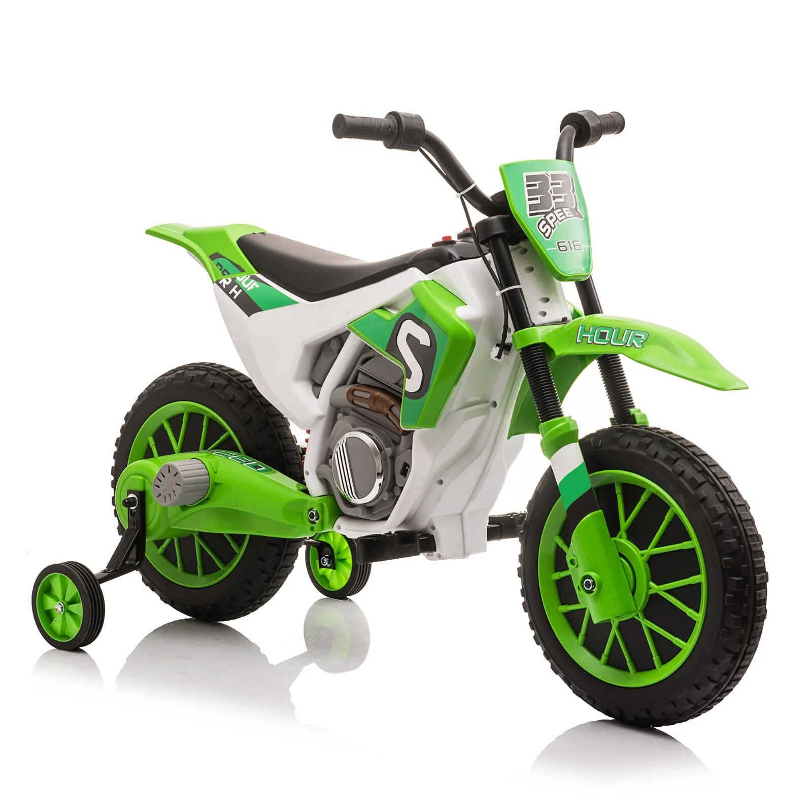 12V Battery-Powered Ride-On Dirt Bike with Training Wheels