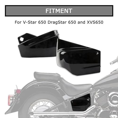 Left and Right Battery Side Panels for V Star 650 Motorcycle in Black - Image 3