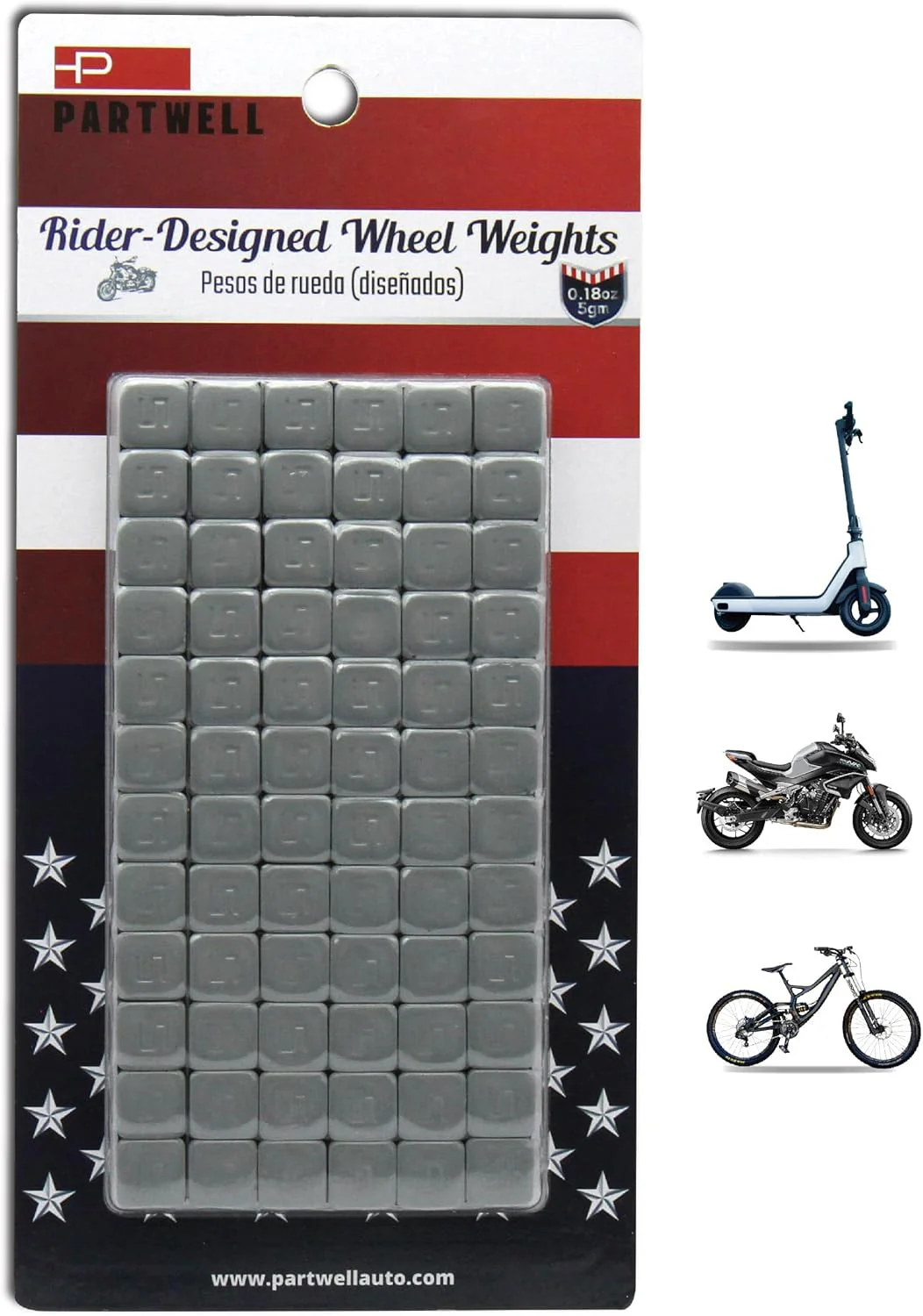 Motorcycle Vibration Resistant Wheel Weights, 0.18 Oz (5 G), 72 Pcs Pack