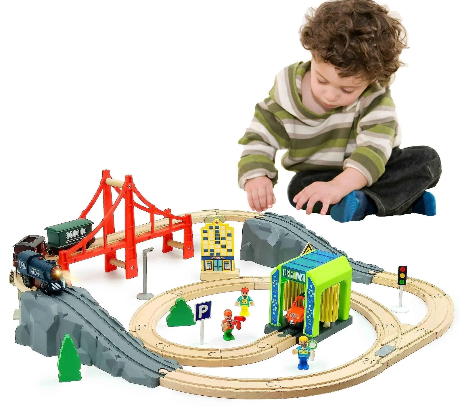 Battery-Powered Train Set for Wooden Tracks - 3-Piece Playset for Kids Ages 3 and Up - Image 5