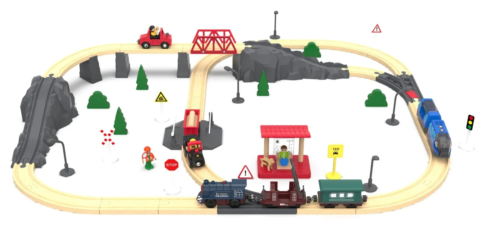 Battery-Powered Train Set for Wooden Tracks - 3-Piece Playset for Kids Ages 3 and Up - Image 8