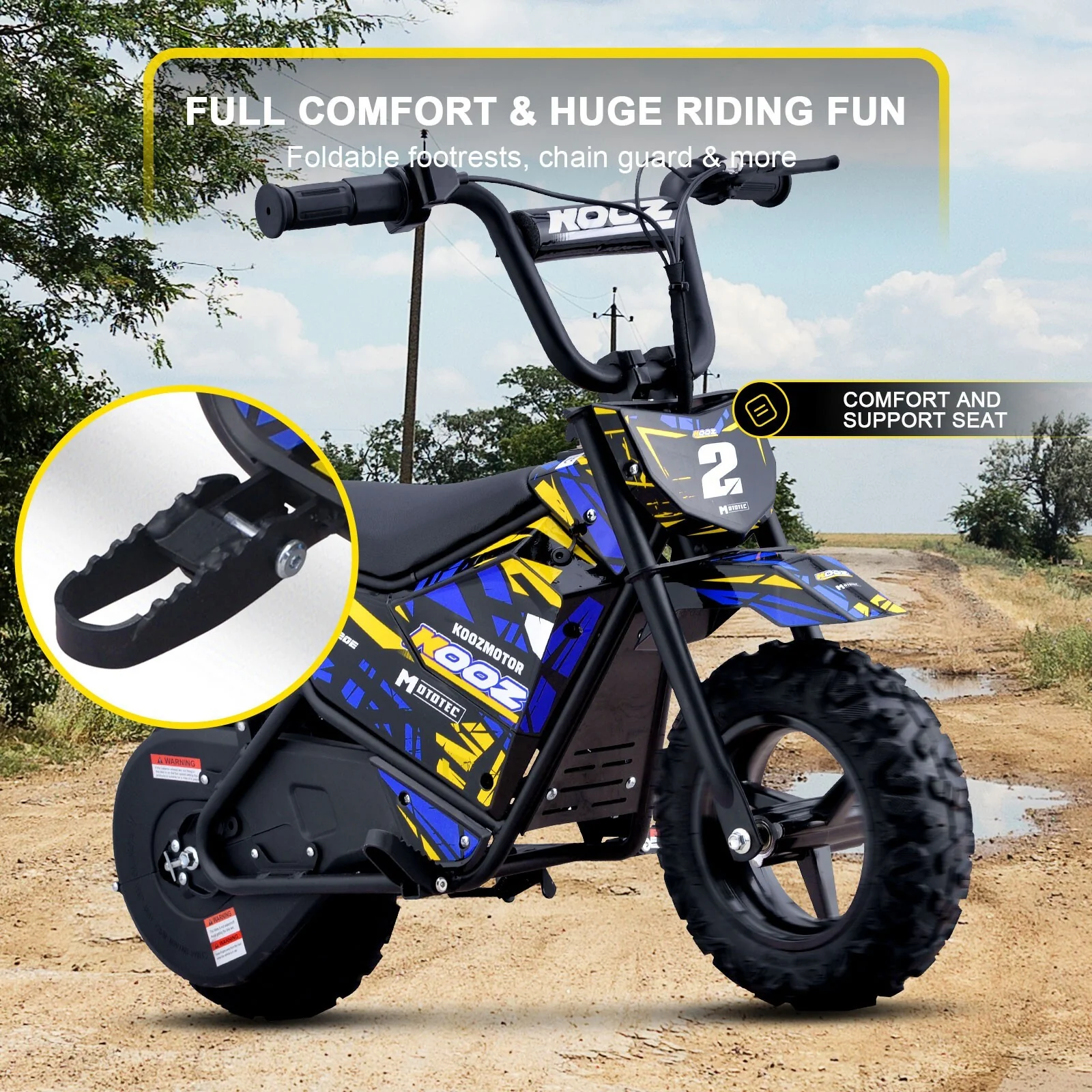 24V 250W Electric Mini Dirt Bike for Kids in Blue - Image 5