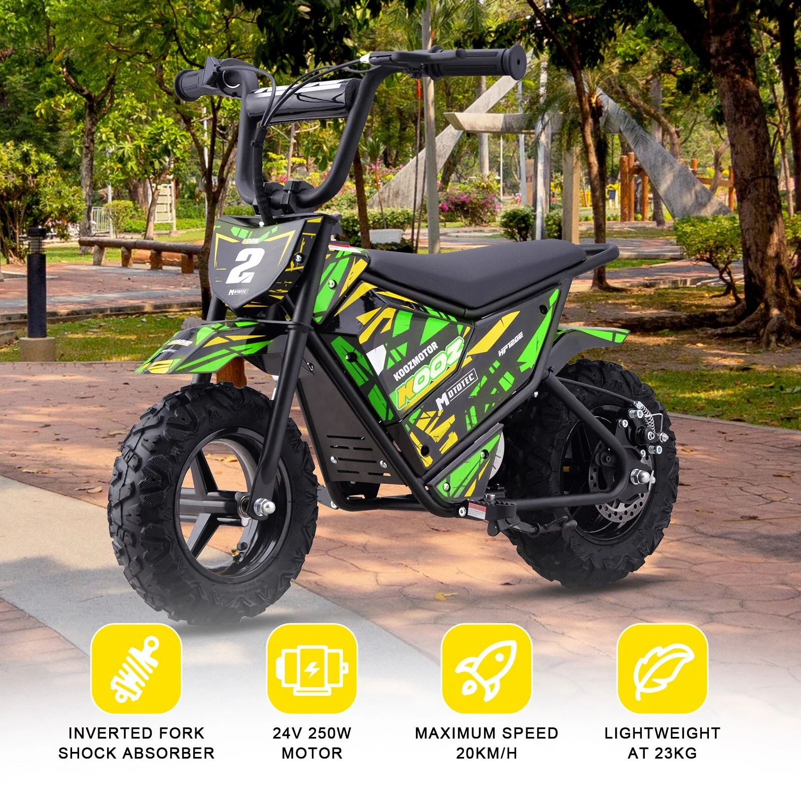 24V 250W Electric Lithium-Powered Mini Bike HP120E Green Up to 10 MPH - Image 2