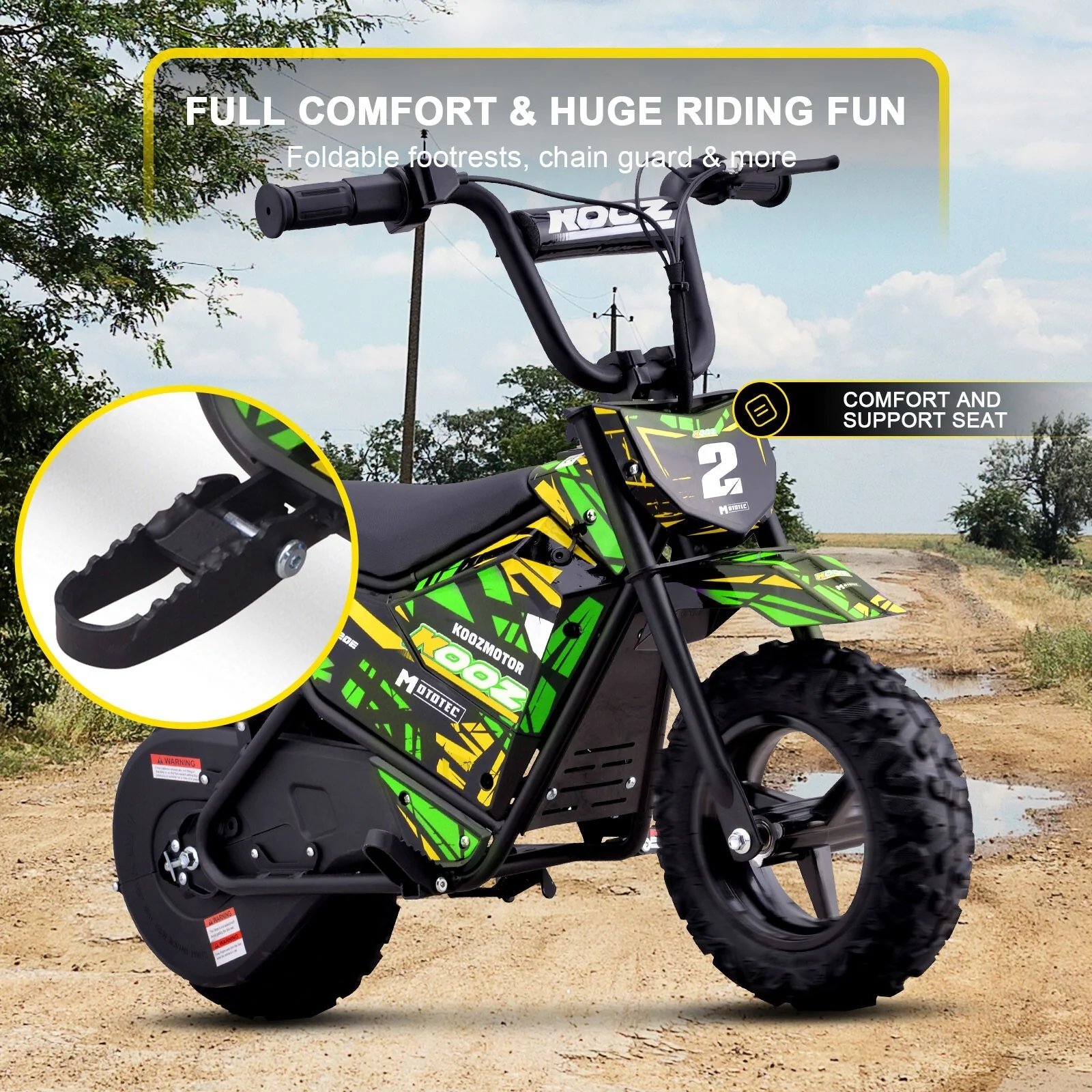 24V 250W Electric Lithium-Powered Mini Bike HP120E Green Up to 10 MPH - Image 3