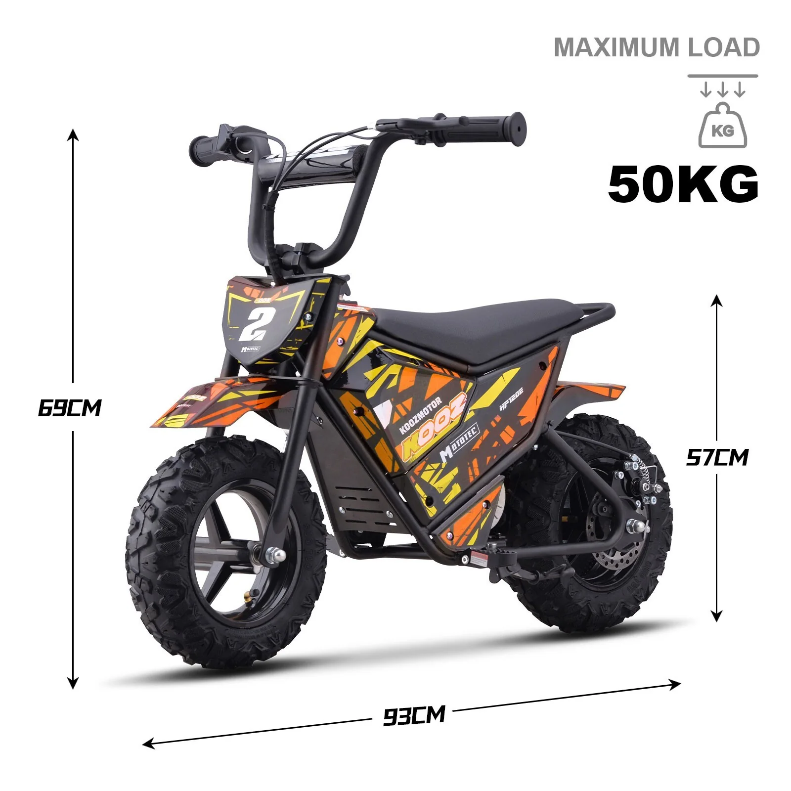 24V 250W Electric Lithium-Powered Mini Bike HP120E with 10MPH Speed Orange - Image 7