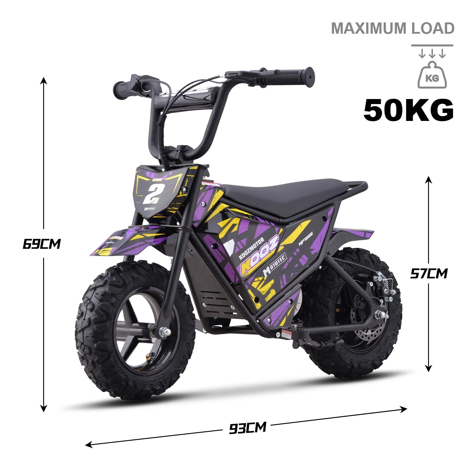 24V 250W Electric Lithium-Powered Mini Bike HP120E Purple Up to 10 MPH - Image 7