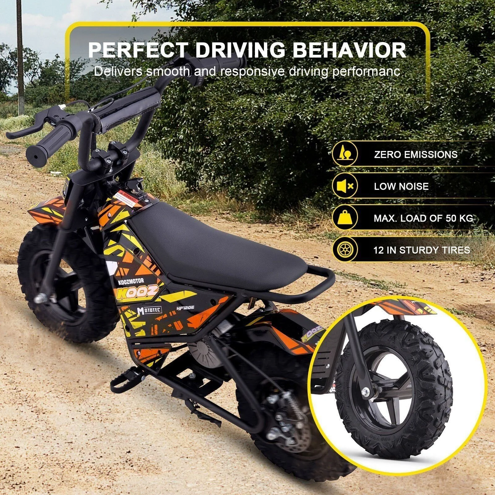 24V 250W Electric Mini Bike HP120E in Orange - Image 3