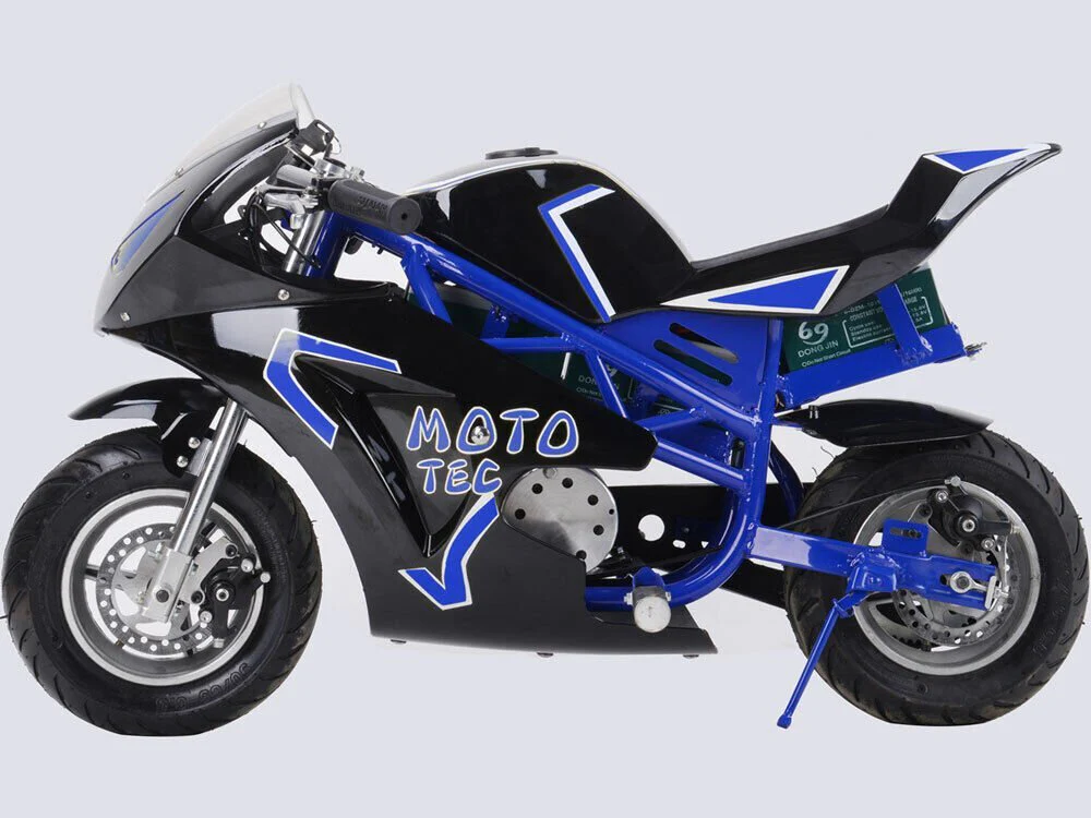 36V 500W Electric Pocket Bike GT Blue with Steel Frame, Disc Brakes, Key Start, 20 MPH - Image 2