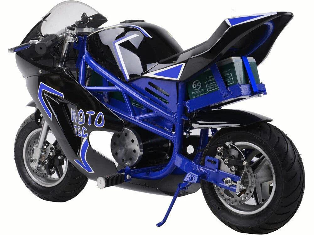 36V 500W Electric Pocket Bike GT Blue with Steel Frame, Disc Brakes, Key Start, 20 MPH - Image 3