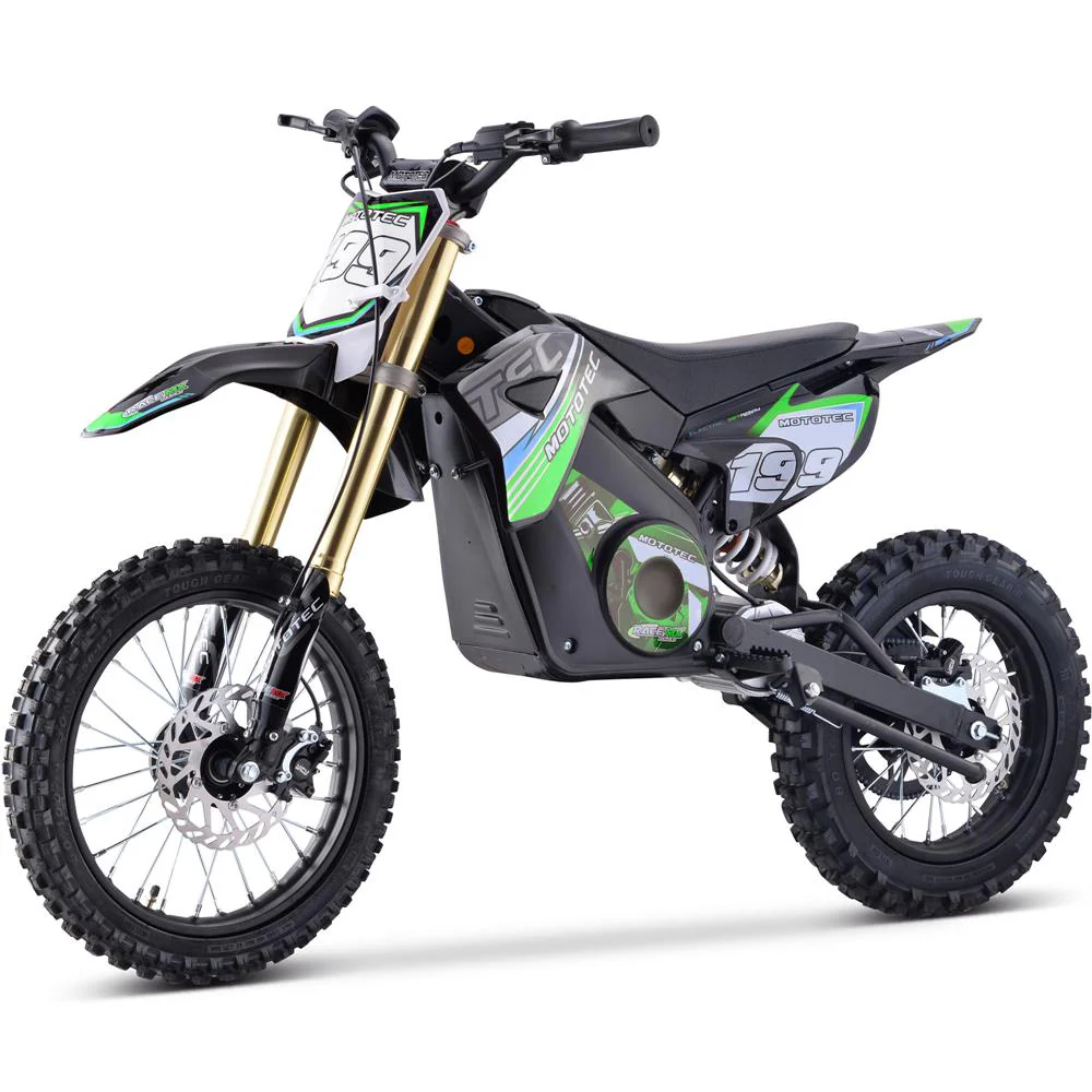 MotoTec 48v Pro Electric Dirt Bike 1600w Lithium Green - Image 4