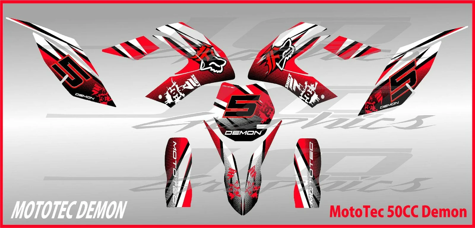 50CC Demon Graphics Kit with Thick High Gloss Decals - Image 7