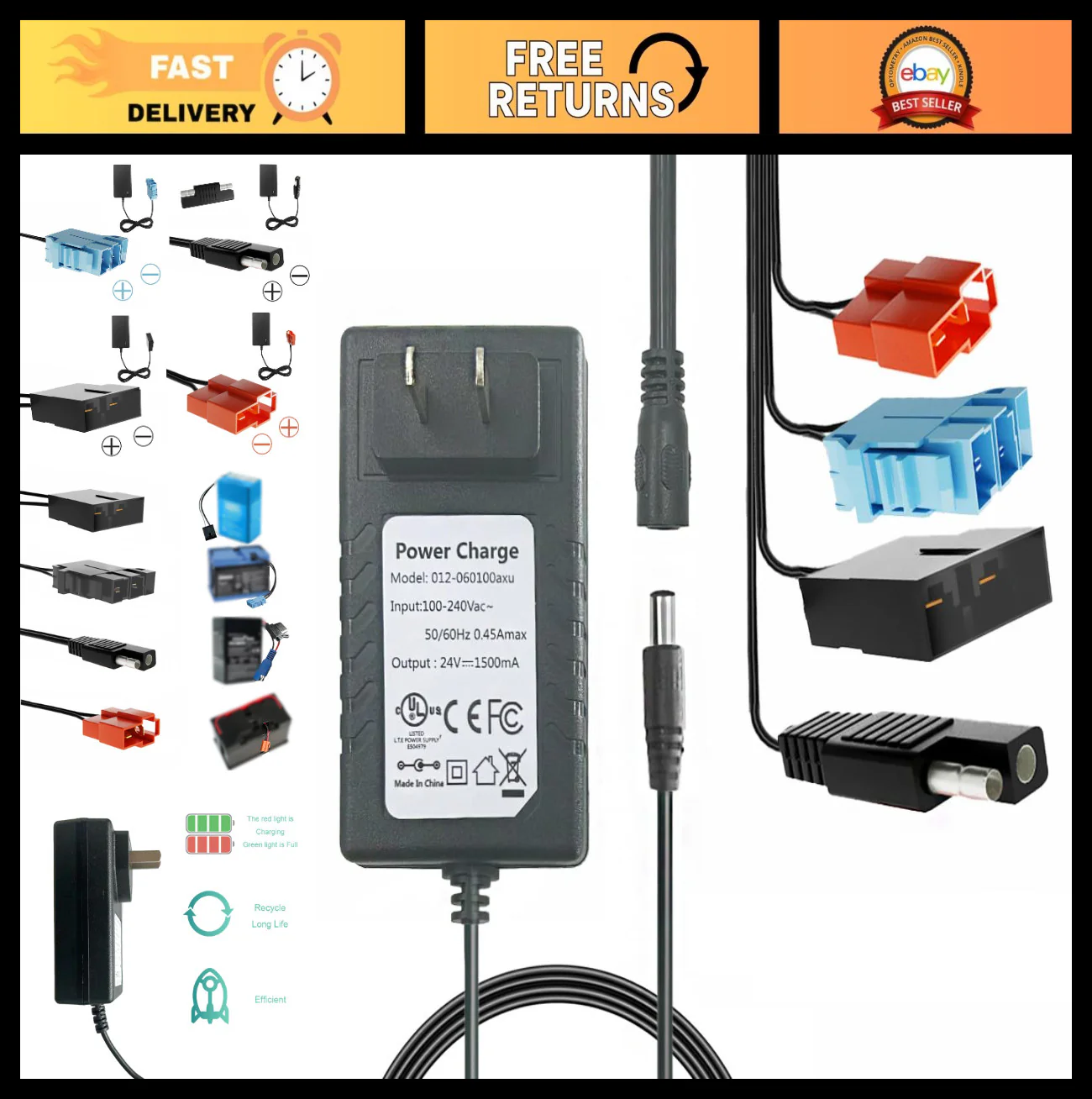 Versatile Power Adapter for Children's Ride-On Vehicles | Compatible with 6V, 12V, 24V