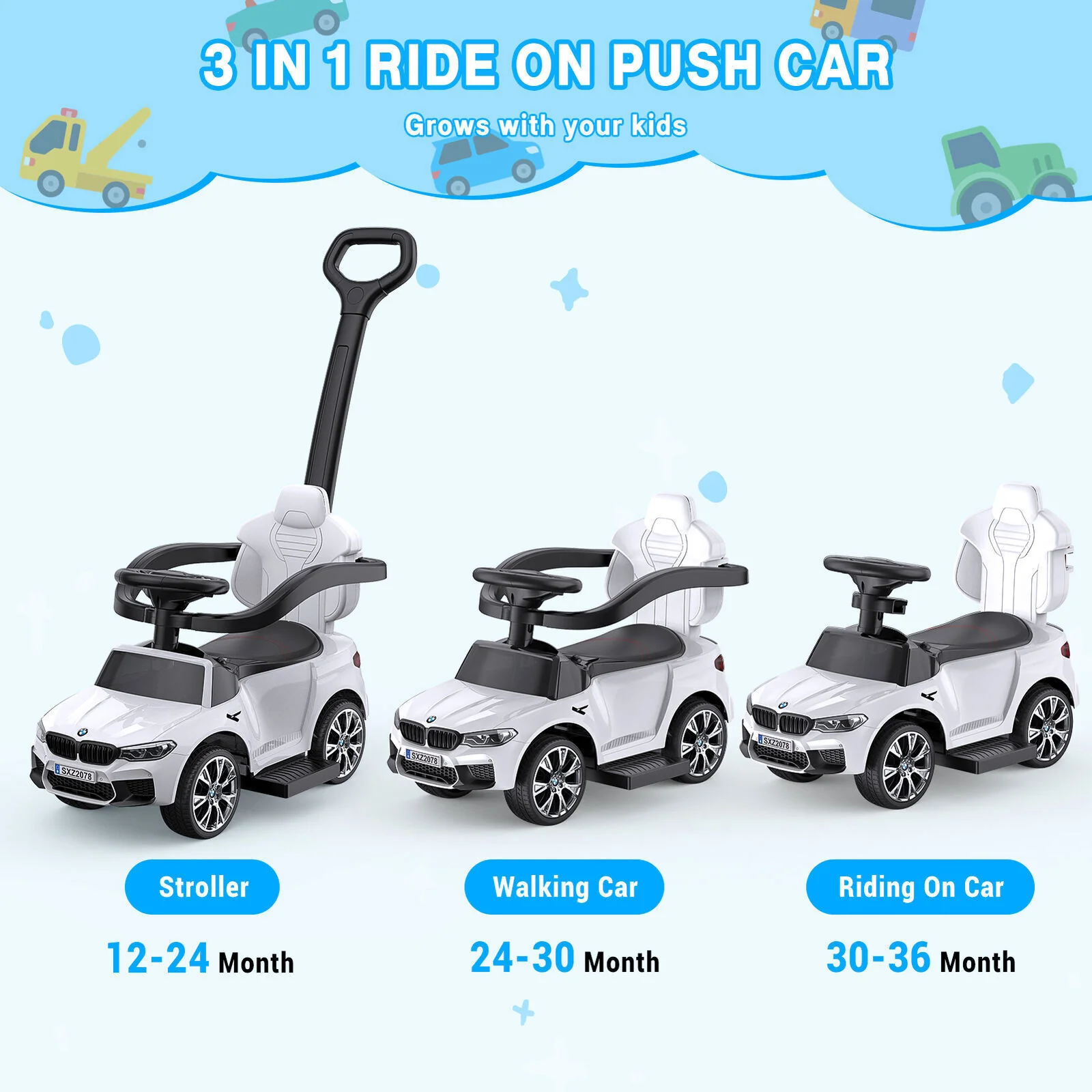 Music-Infused Ride-On Car with Safety Bar for Toddlers and Kids - Image 15