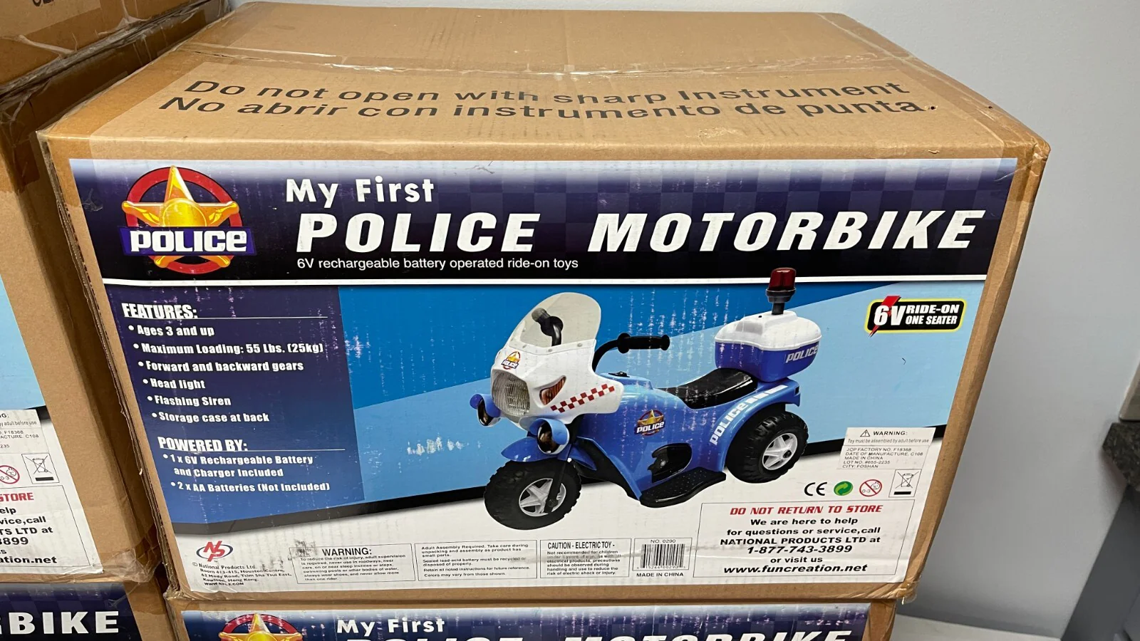 First Police Ride-On Motorbike for Kids 6V Rechargeable Battery Blue - Image 2