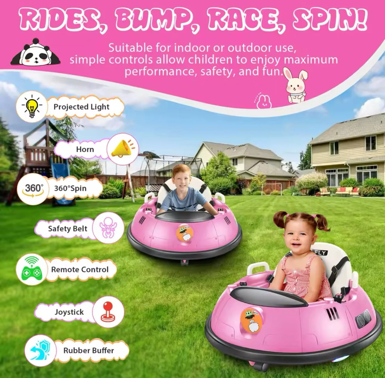 12V Electric Ride-On Baby Bumper Car with Remote Control for Kids and Toddlers