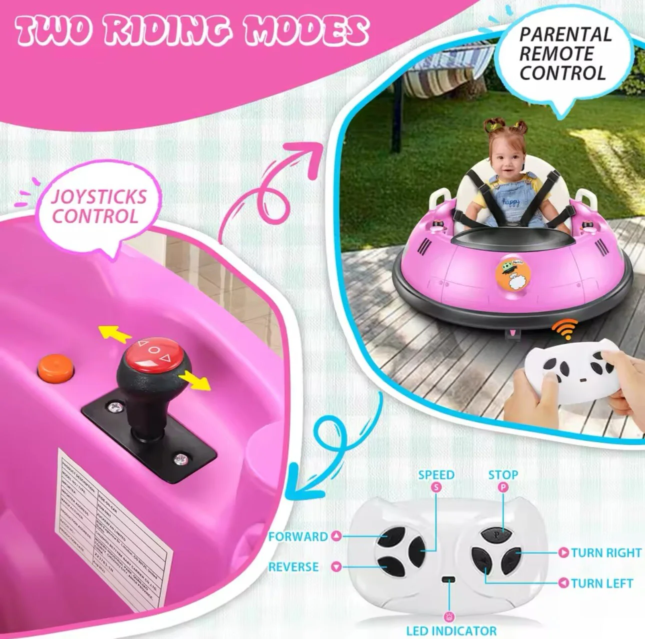 12V Electric Ride-On Baby Bumper Car with Remote Control for Kids and Toddlers - Image 2