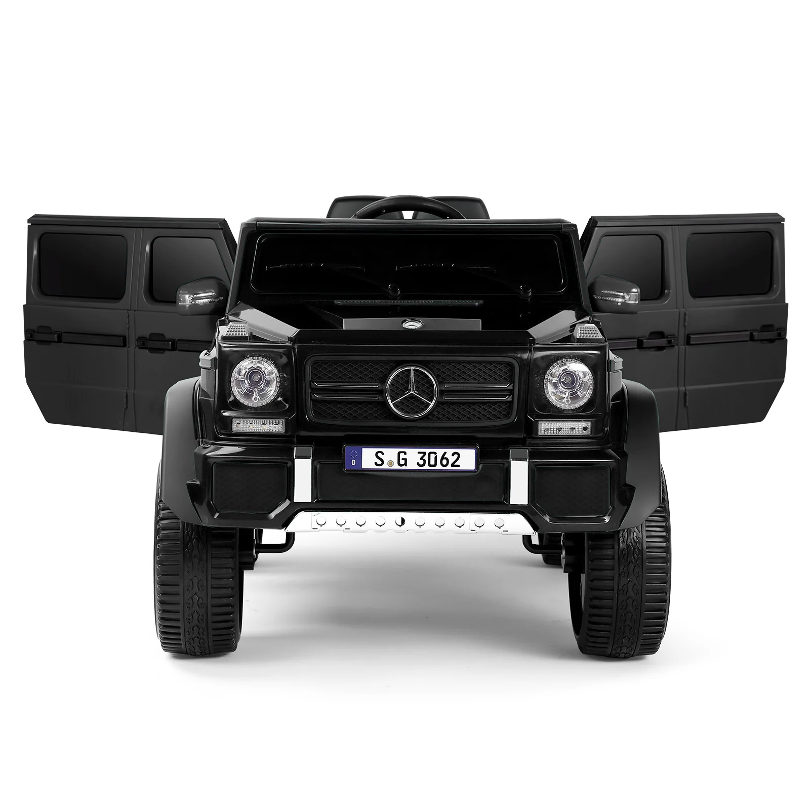 12V Electric Kids Ride-On Car with LED Lights and Music Remote Control, Black - Image 14