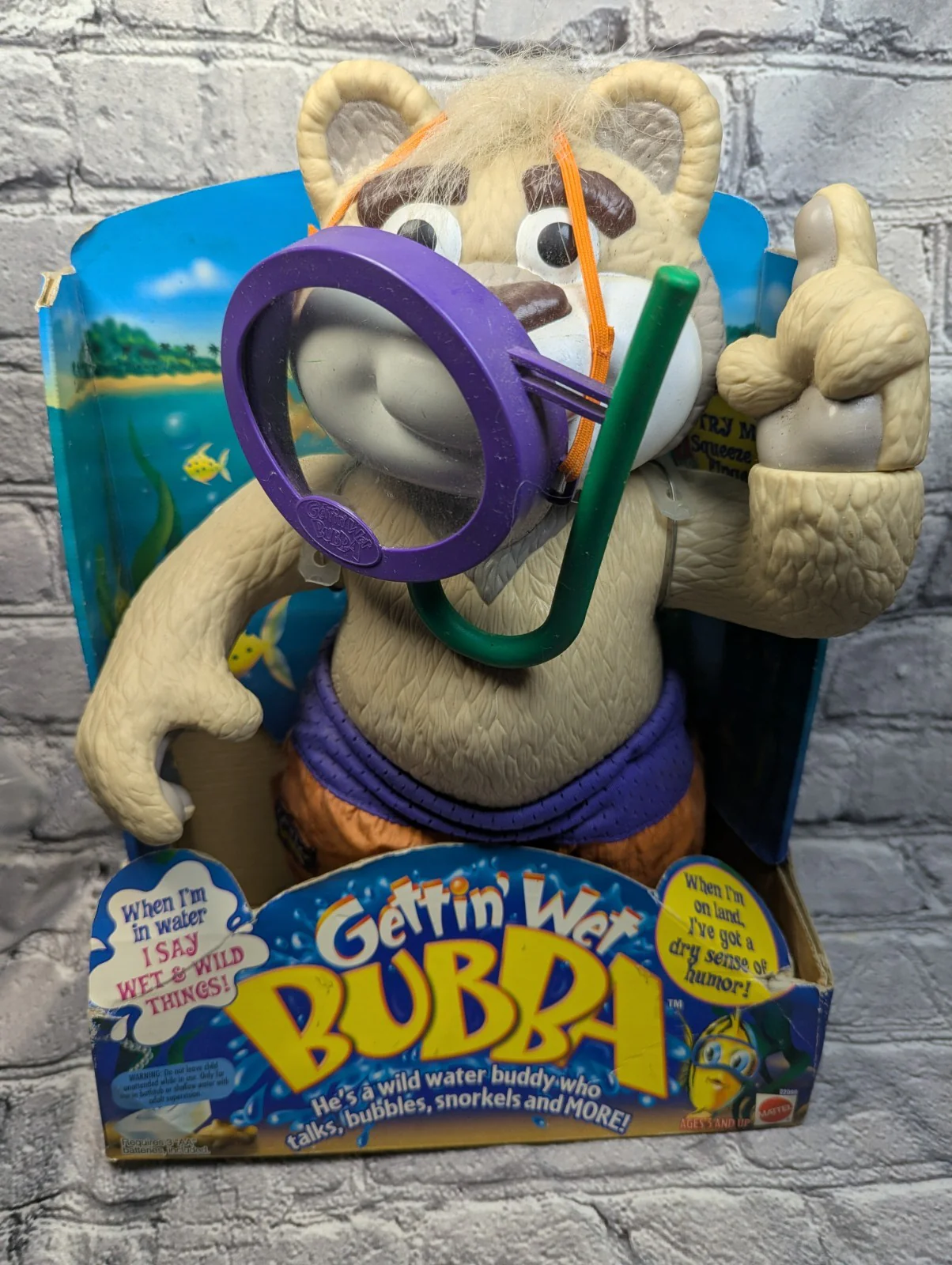 1999 Gettin' Wet Bubba Talking Bath Pool Toy Bear by Mattel