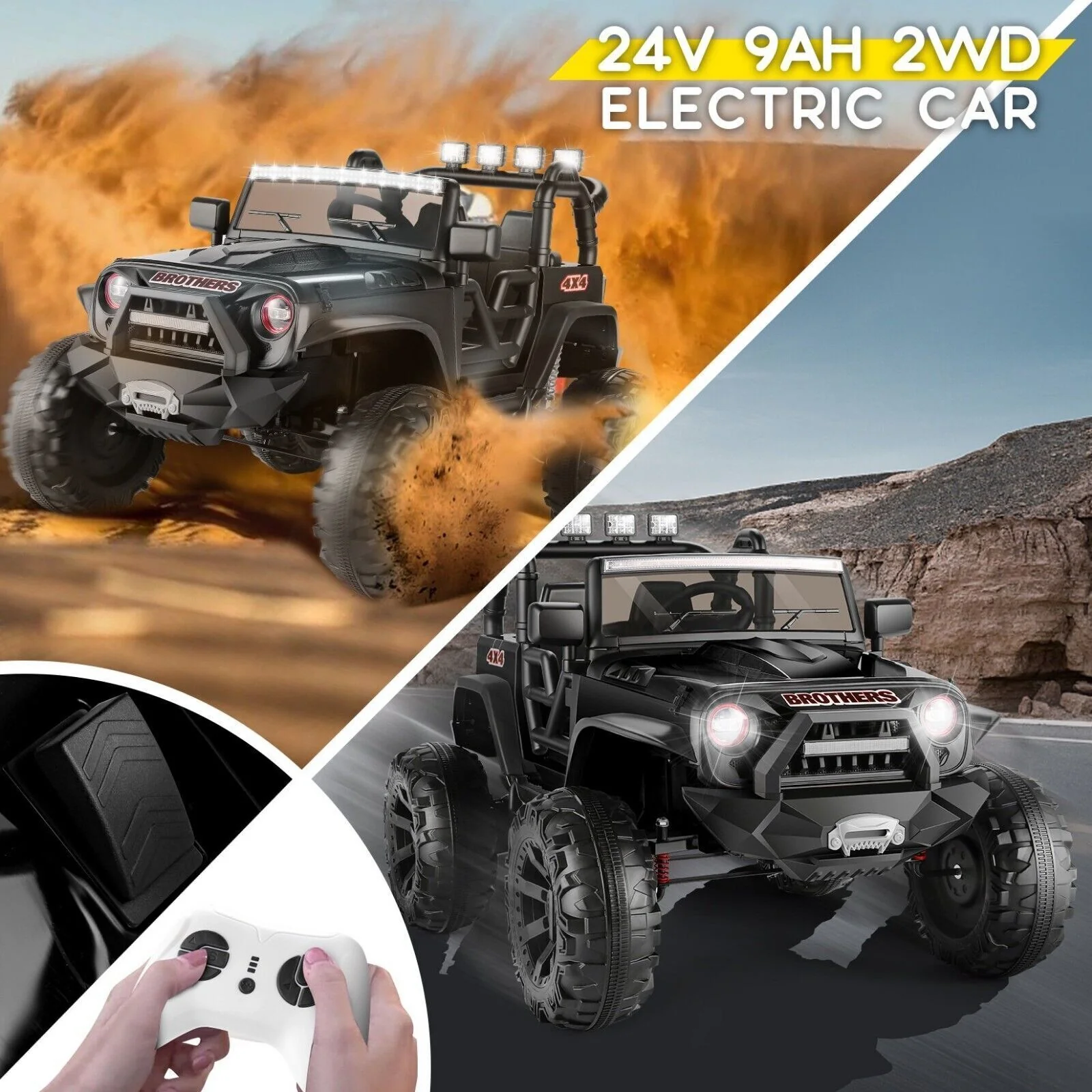 New 2-Seater 24V Electric Truck for Kids with Bluetooth and 2x200W Motors - Image 4