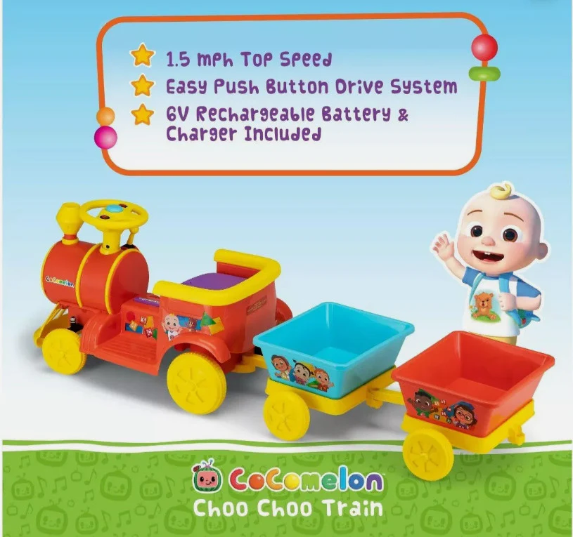 Cocomelon 6V Electric Motorized Toddler Ride-On Train Toy - Image 3