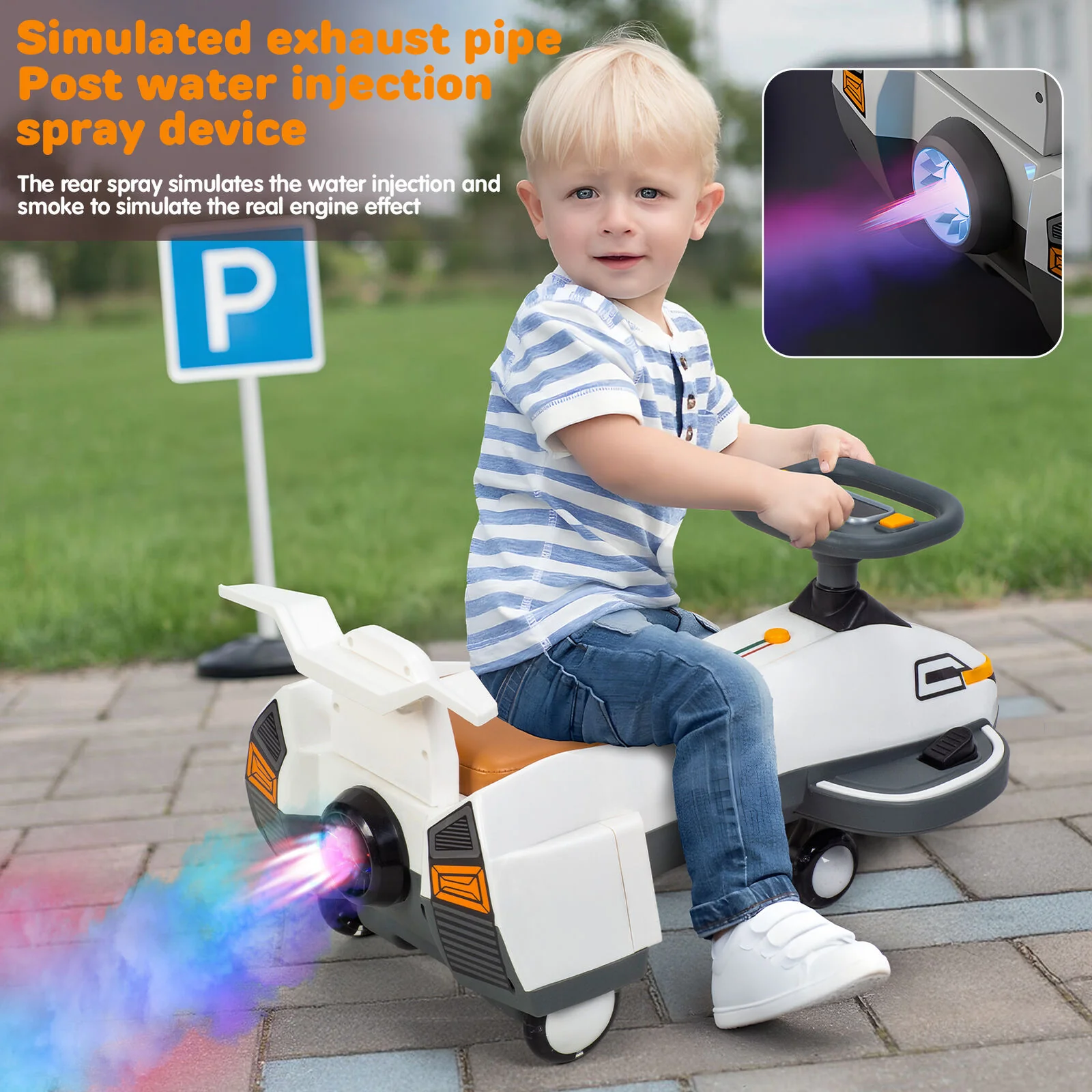 Electric Wiggle Ride-On Car with Swivel Scooter and Twist-Go Swing for Kids - Image 10