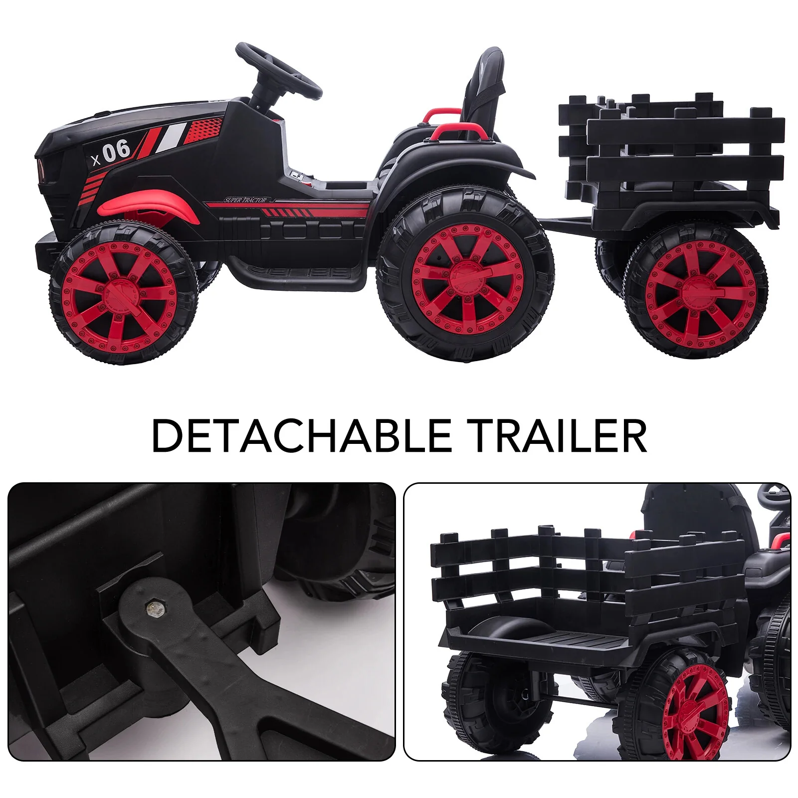 12V Electric Ride-On Kids Tractor with Trailer Battery-Powered Vehicle Toy - Image 15