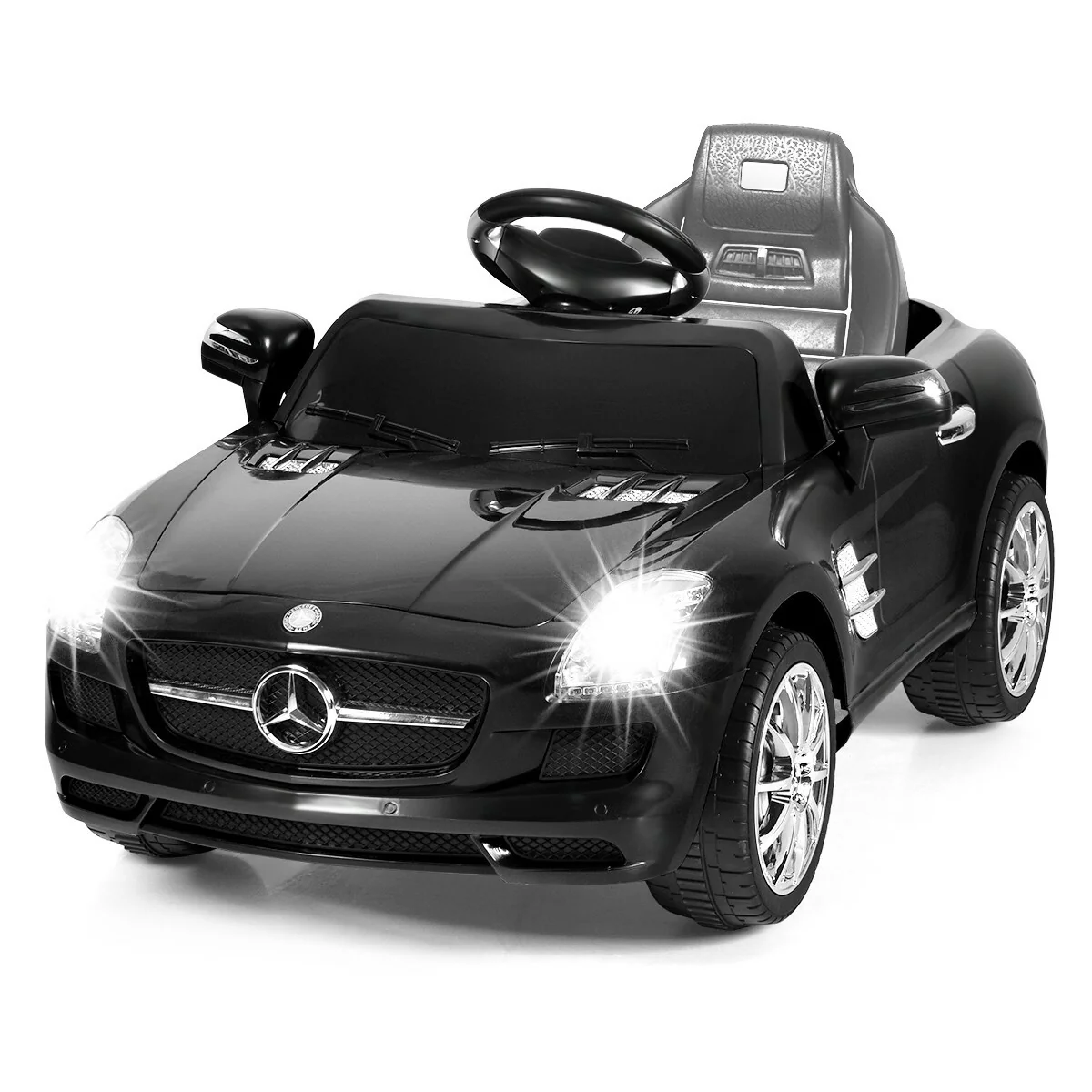 Kids Remote Control Ride-On Car with MP3 Player Black Mercedes-Benz SLS Model