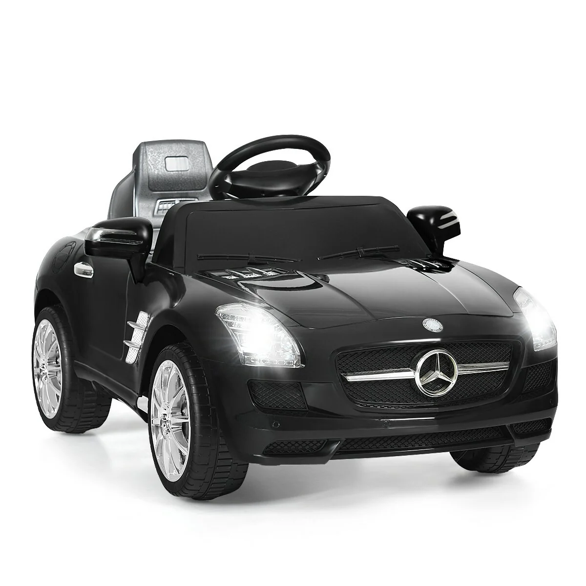 Kids Remote Control Ride-On Car with MP3 Player Black Mercedes-Benz SLS Model - Image 2
