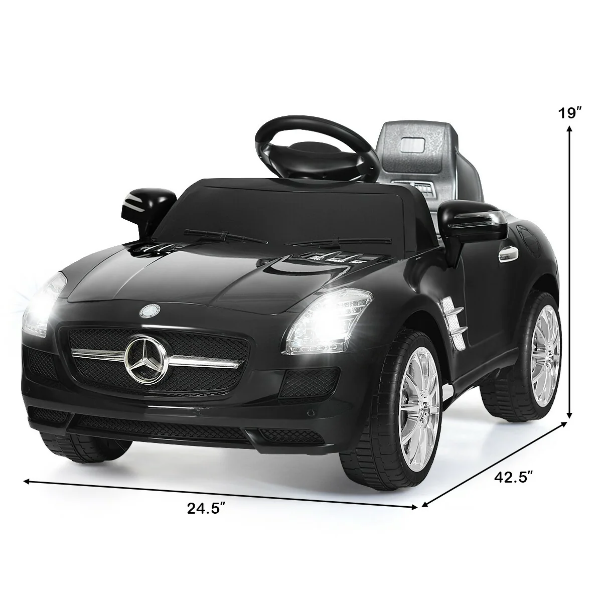 Kids Remote Control Ride-On Car with MP3 Player Black Mercedes-Benz SLS Model - Image 3