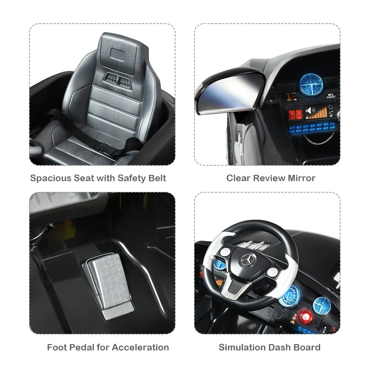 Kids Remote Control Ride-On Car with MP3 Player Black Mercedes-Benz SLS Model - Image 4
