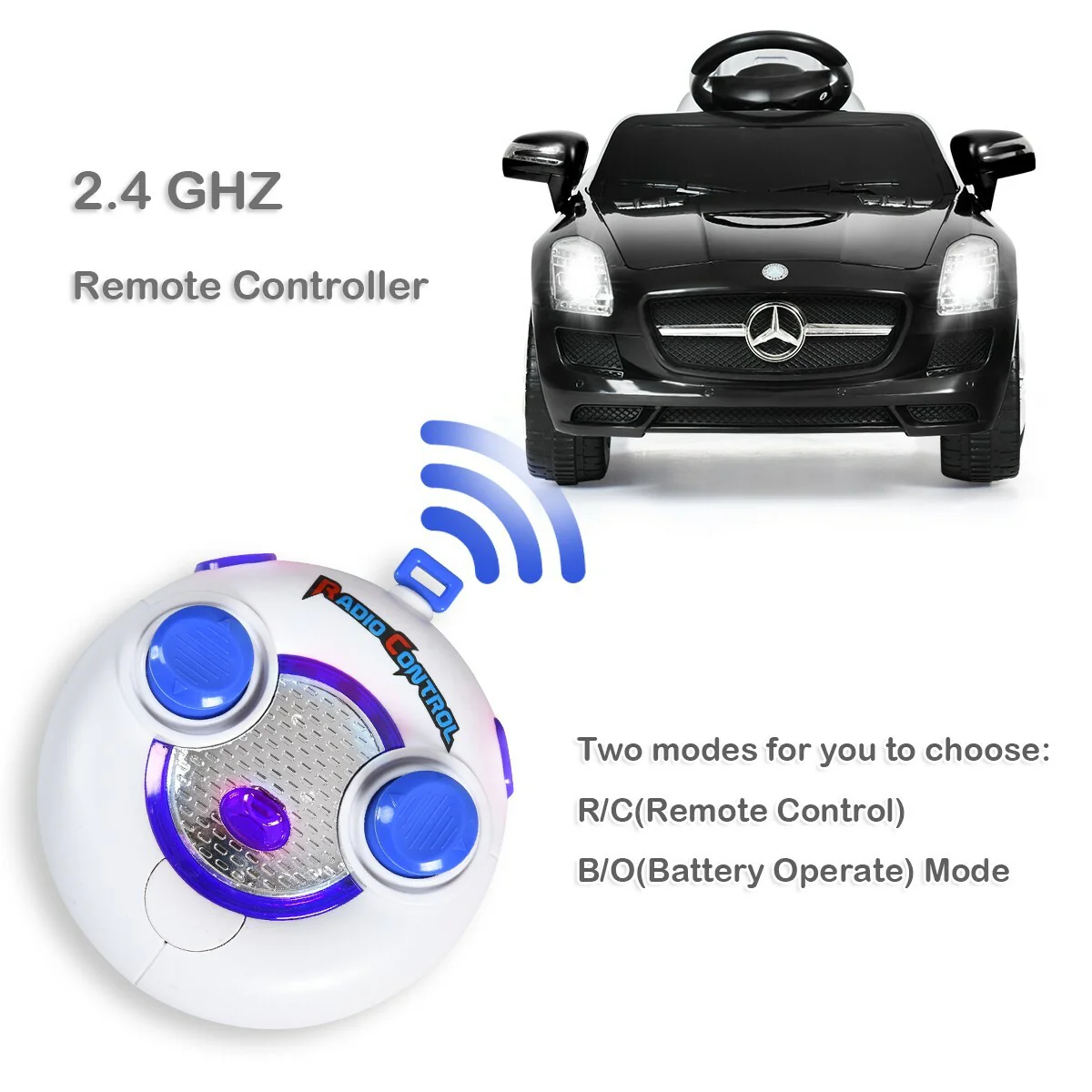 Kids Remote Control Ride-On Car with MP3 Player Black Mercedes-Benz SLS Model - Image 9