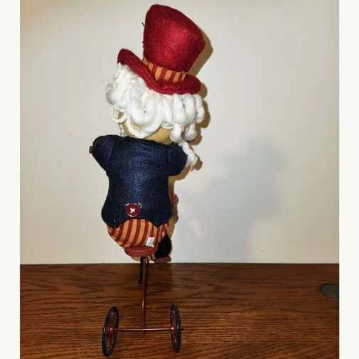 12-Inch Patriotic Santa Man on Rolling Bike Toy with Wheels - Image 4