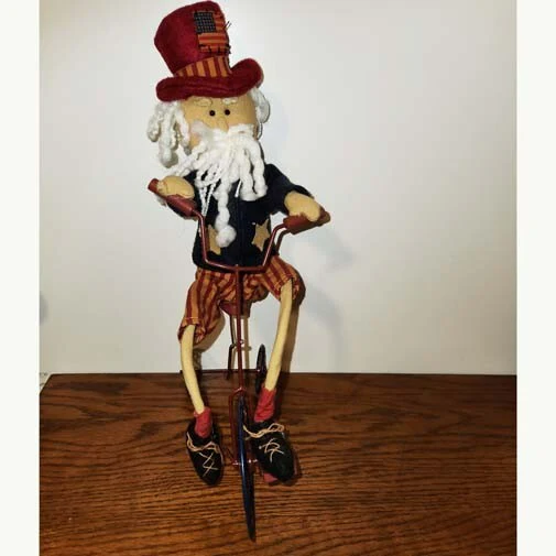12-Inch Patriotic Santa Man on Rolling Bike Toy with Wheels - Image 5