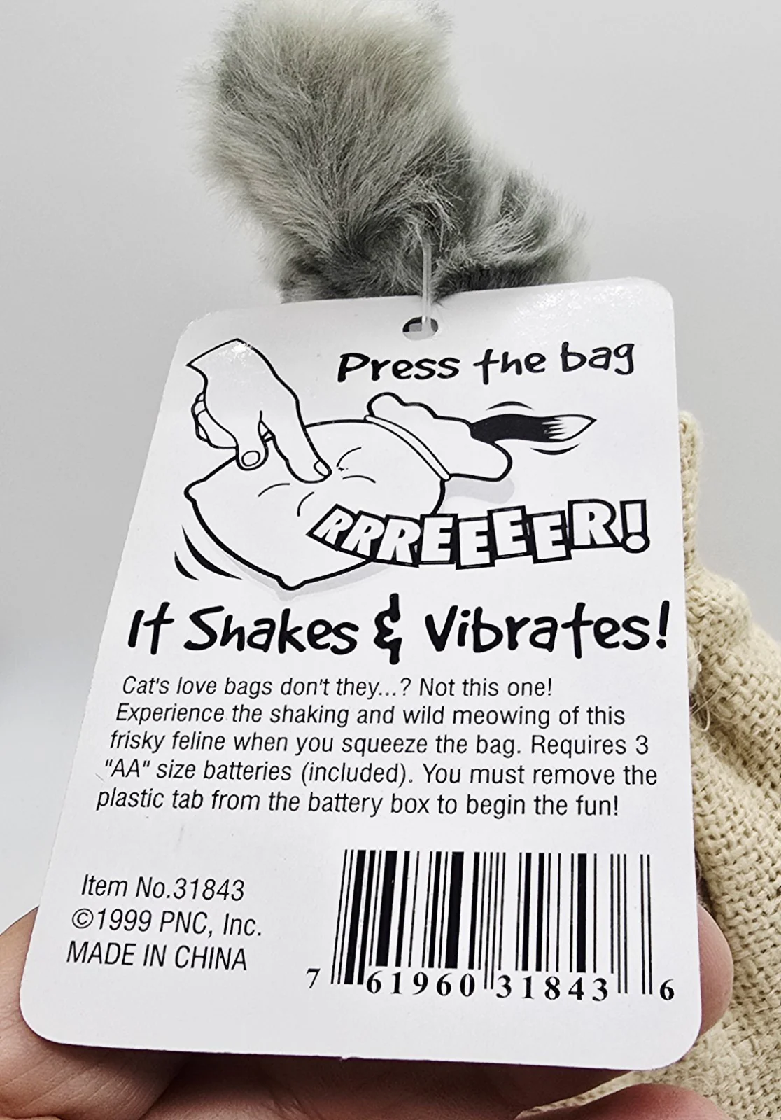 Retro 1999 Vibrating Cat in a Bag Toy - Meows and Hisses - Image 5