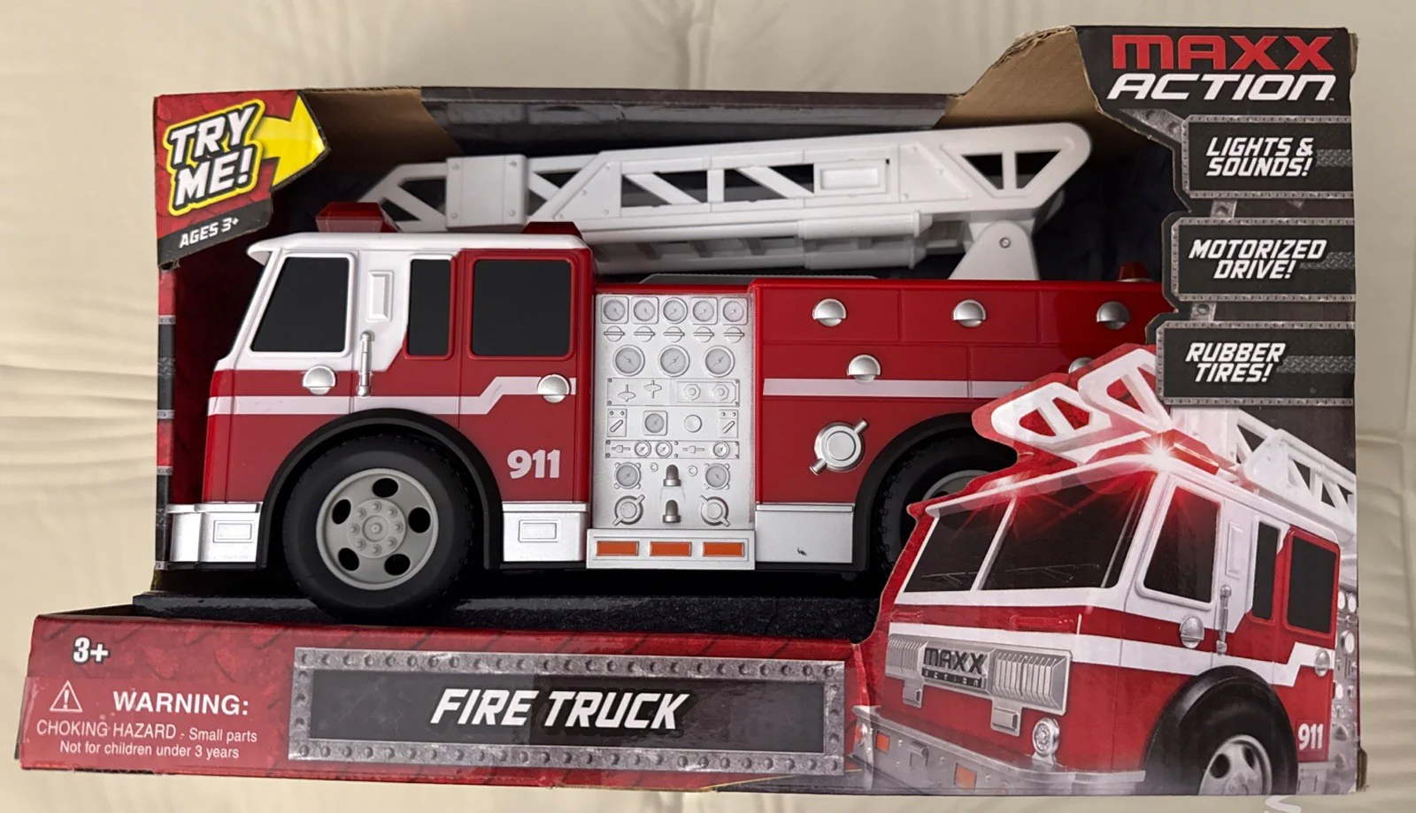 Maxx Action Fire Truck with Lights & Sounds - 4 Interactive Sound Buttons