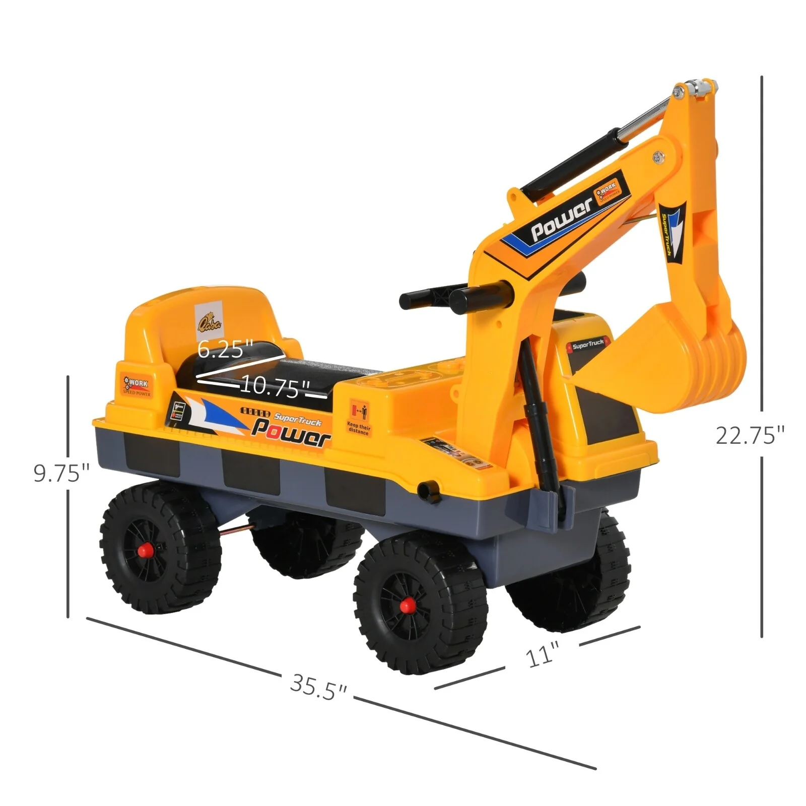 Power 2-in-1 Ride-On Excavator with Helmet and Claw Construction Truck Set - Image 3