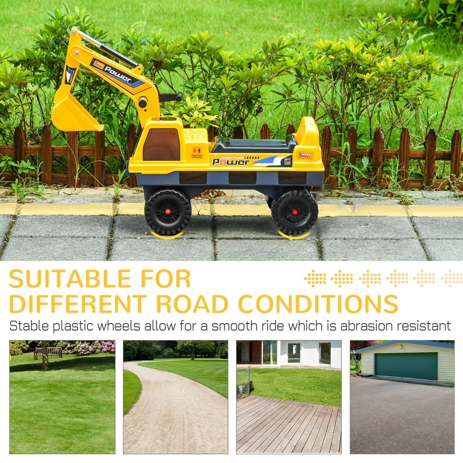 Power 2-in-1 Ride-On Excavator with Helmet and Claw Construction Truck Set - Image 4