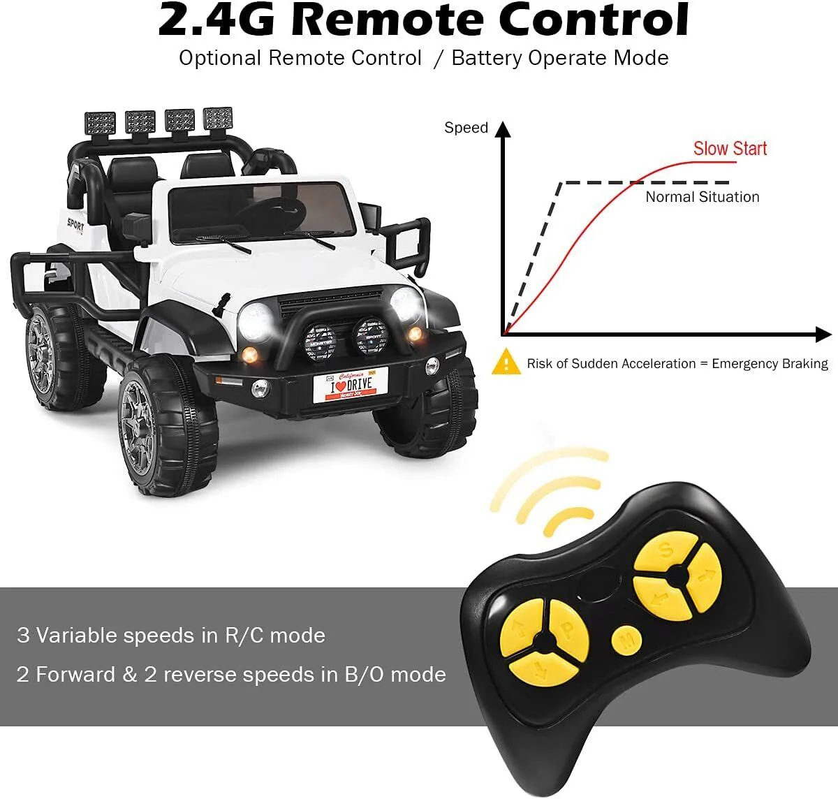 Off-Road Adventure 12V Ride-On Truck with Remote Control and Slow Start Feature - Image 3