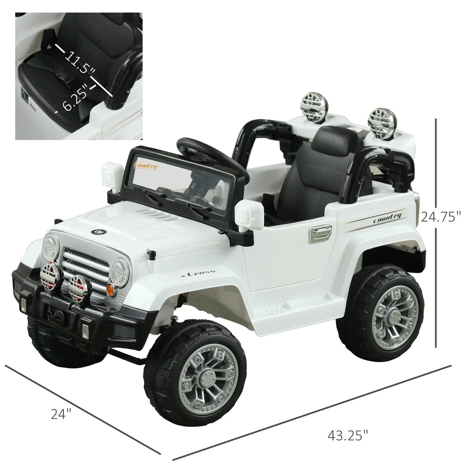 Off-Road Battery-Powered Jeep Truck for Kids with Remote Control, MP3 Player, and Lights - 12V - Image 2