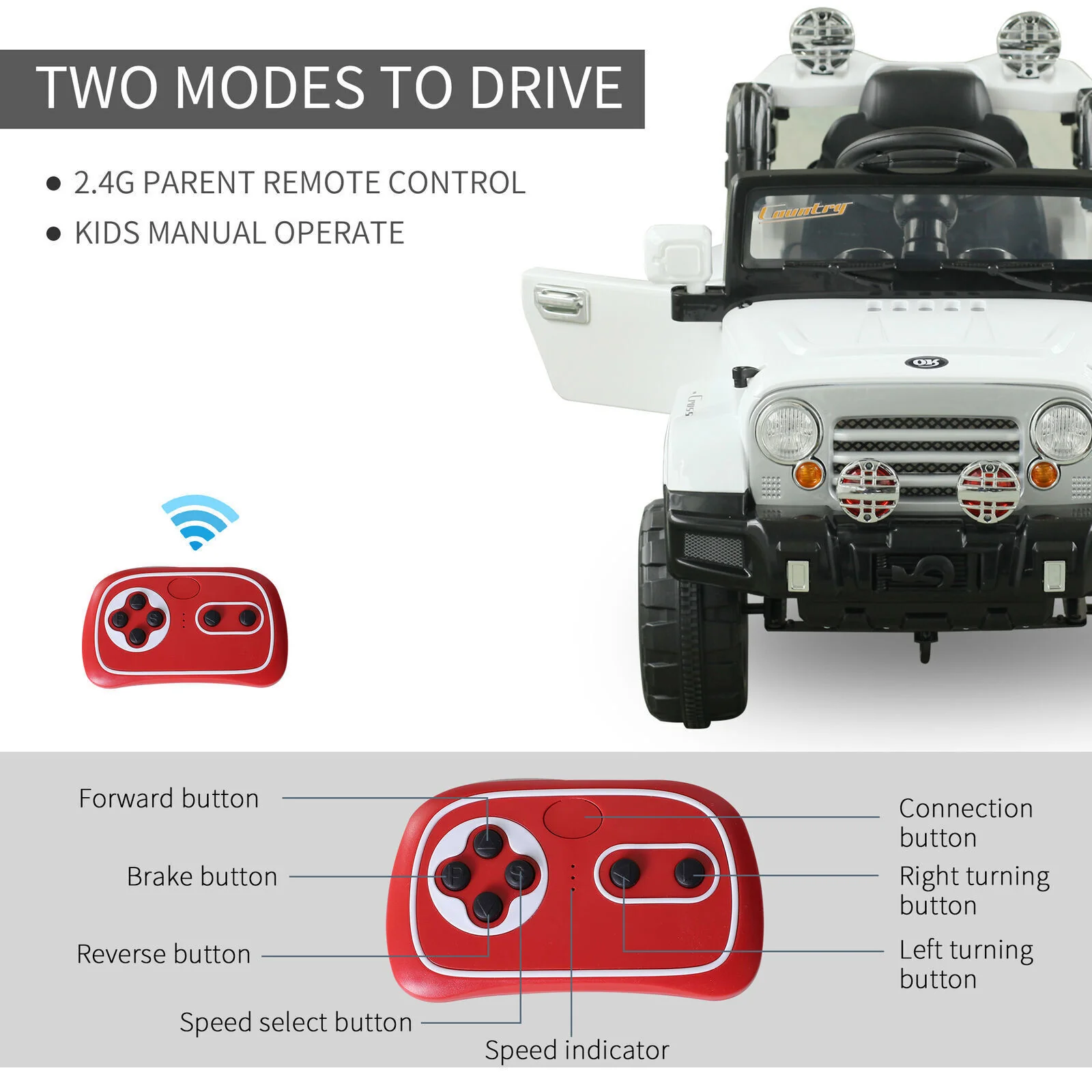 Off-Road Battery-Powered Jeep Truck for Kids with Remote Control, MP3 Player, and Lights - 12V - Image 7