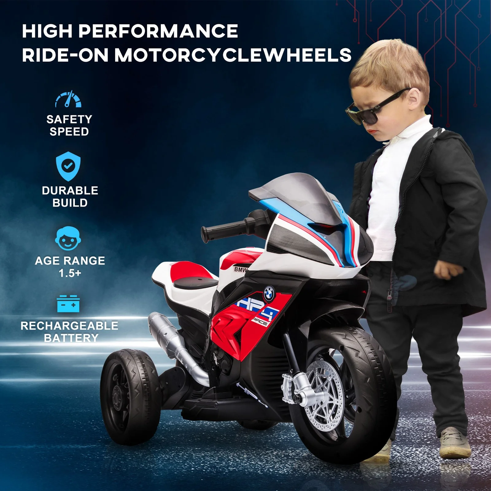 Electric Red Off-Road Ride-On Motorcycle Toy for Toddlers Ages 1.5 to 5 - Image 5