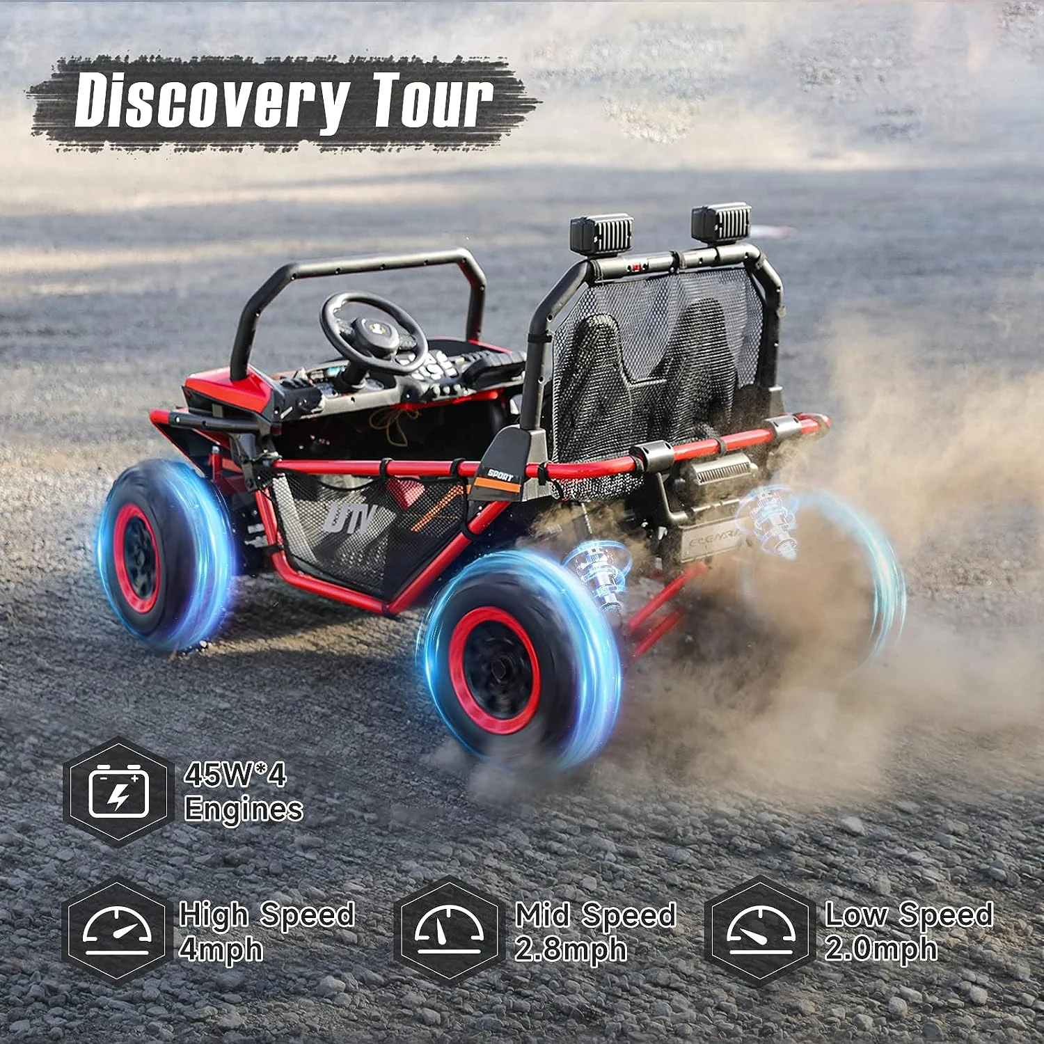 Off-Road UTV Electric Car for Kids - 2 Seater Ride-On Toy with 12V Battery Power - 4WD Vehicle - Image 7