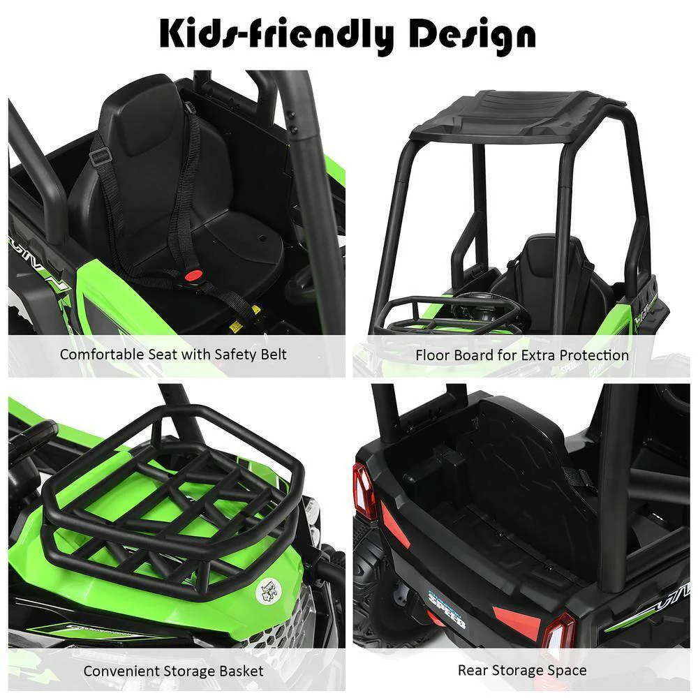 Off Road UTV Truck RC Electric Car for Kids - Ride On Toy with MP3 Player and Light Green Color - 12V - Image 10