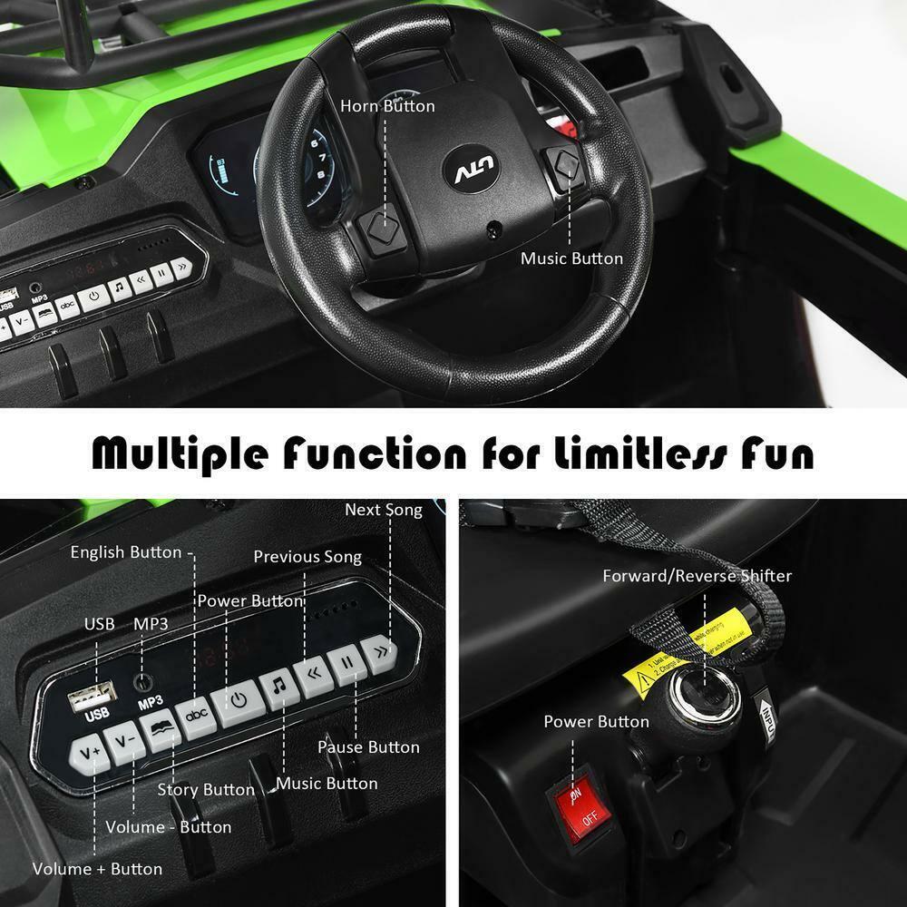 Off Road UTV Truck RC Electric Car for Kids - Ride On Toy with MP3 Player and Light Green Color - 12V - Image 7