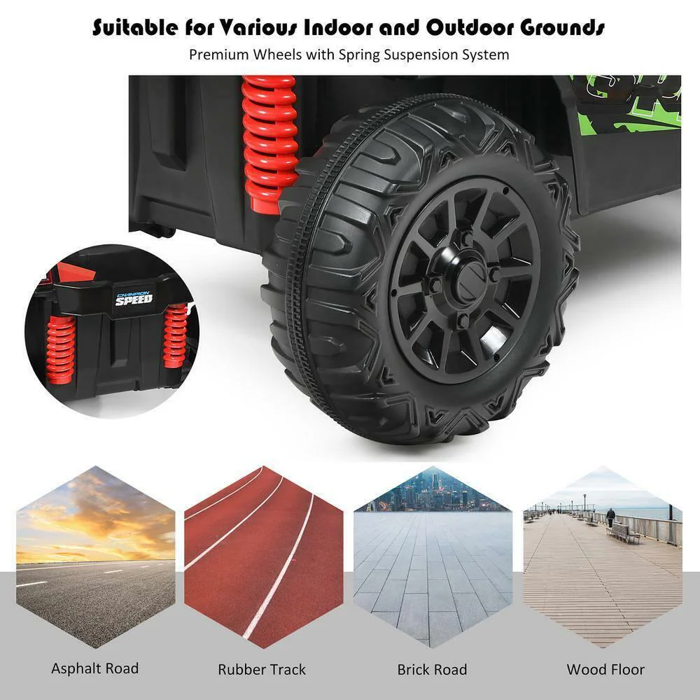 Off Road UTV Truck RC Electric Car for Kids - Ride On Toy with MP3 Player and Light Green Color - 12V - Image 9