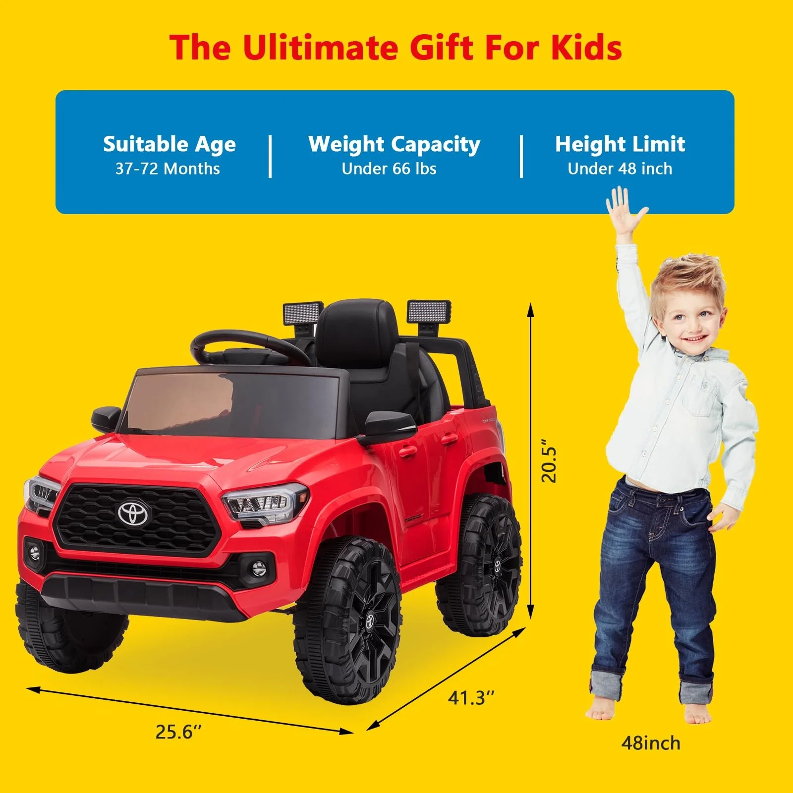 Licensed Toyota Tacoma 12V Battery-Powered Electric Ride-On Car - Image 2