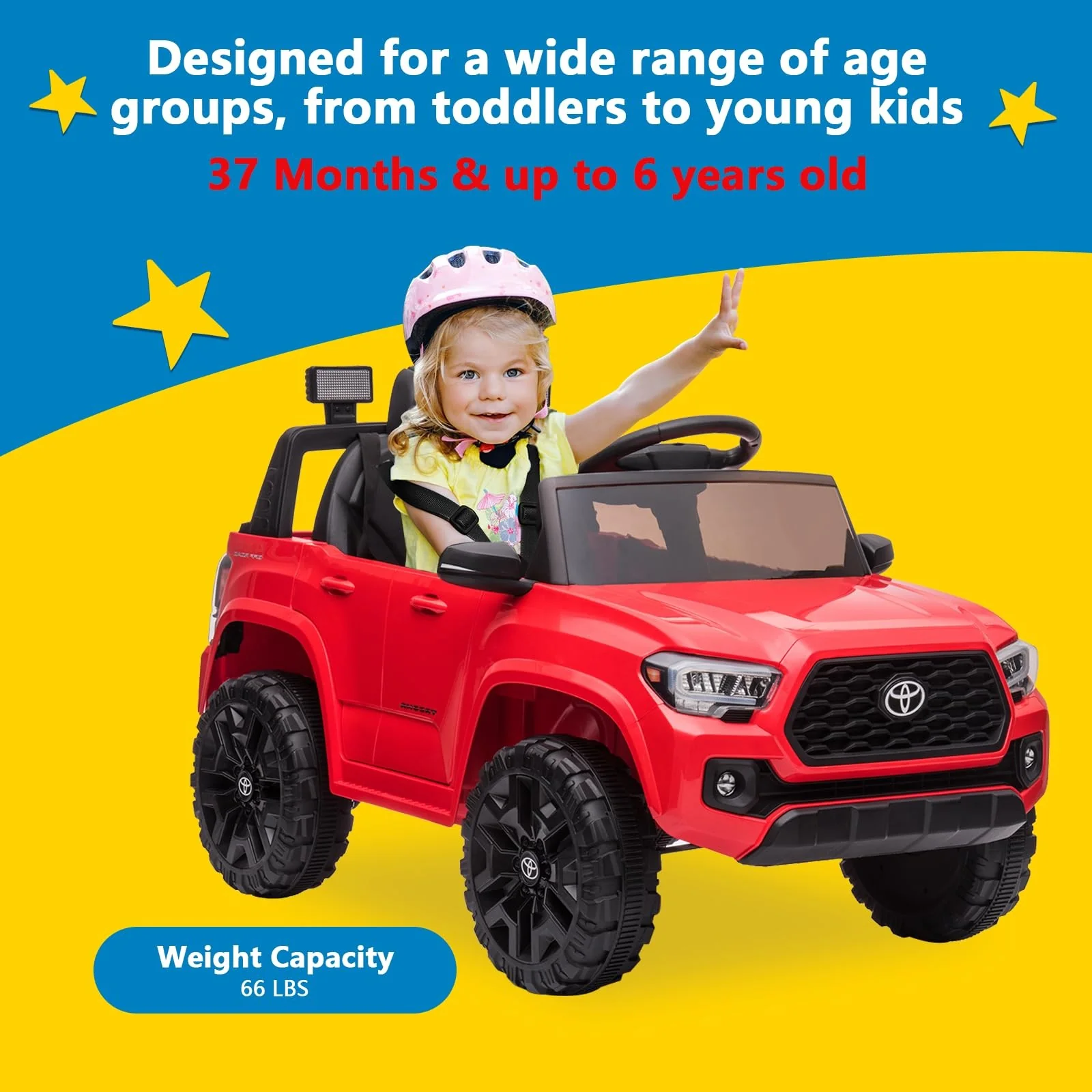 Licensed Toyota Tacoma 12V Battery-Powered Electric Ride-On Car - Image 6