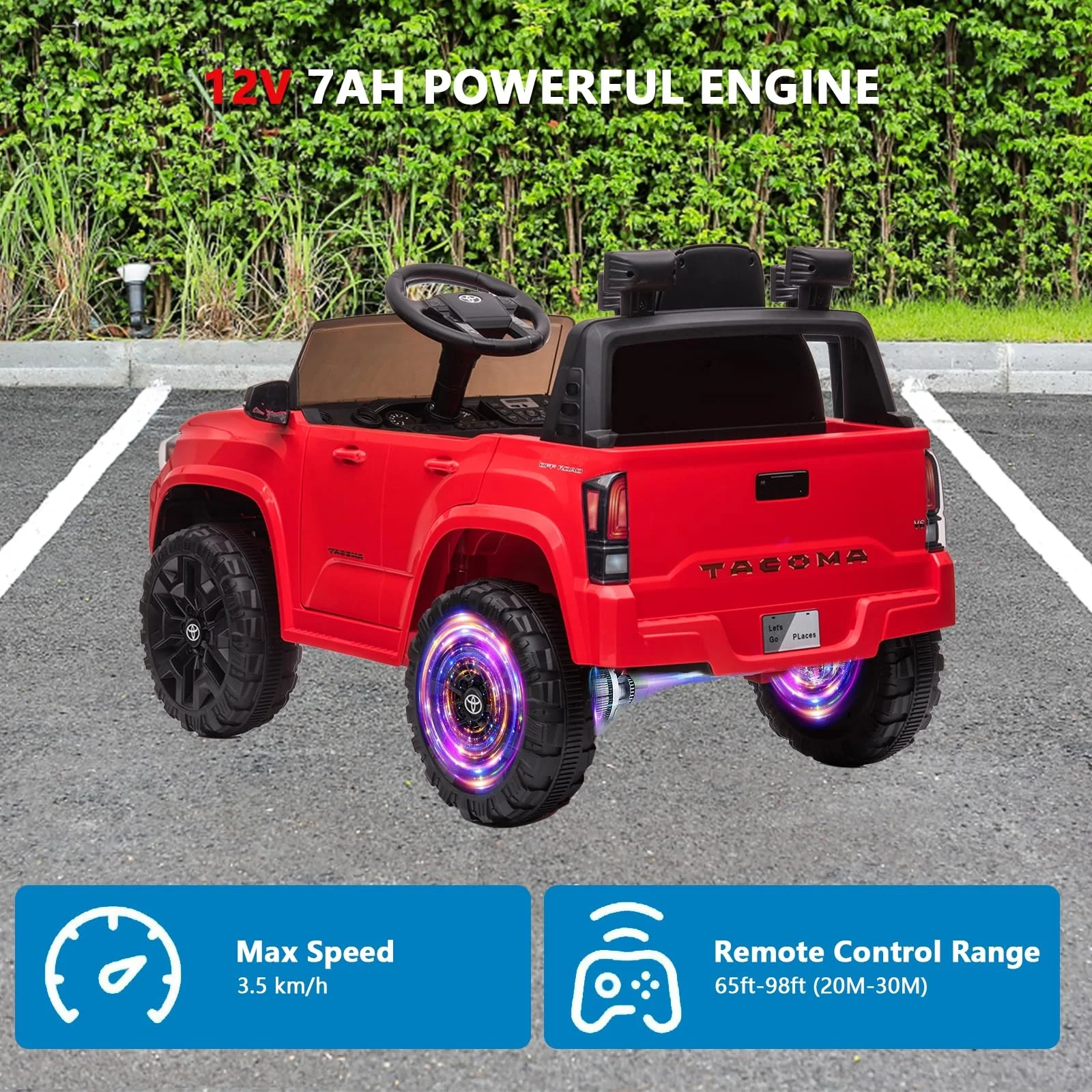 Licensed Toyota Tacoma 12V Battery-Powered Electric Ride-On Car - Image 7